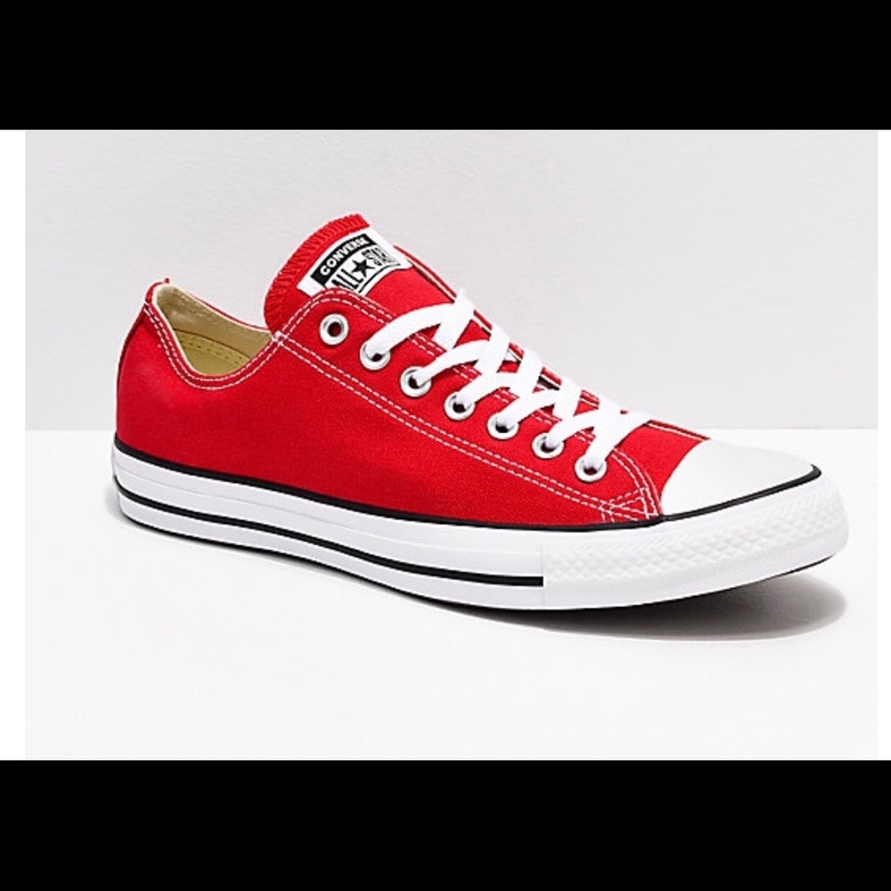 Converse Red Canvas Sneakers with White Accents